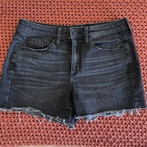 Universal Thread Vintage High Rise Midi Shorts, Black Denim, Womens Size…